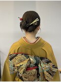 卒業式袴着付け編み込み◎大人上品シニヨンアレンジ