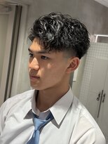 エイド 渋谷(aid) かきあげアップバングパーマスキンテーパーフェード