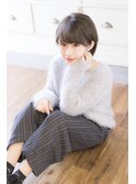 30代40代50代小顔マニッシュショートフレンチボブネイビーカラー