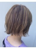 ハイライト×ミニボブ［大人かわいいヘア・ココアブラウン］