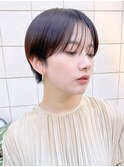 大人ショートボブ黒髪ショートカットマッシュショート前髪あり