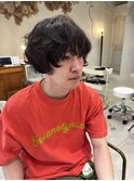 ショートボブパーマ　ピンクブラウン