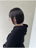ダークブラウン切りっぱなしボブ