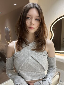 サイン 表参道(SIGN) 韓国ヘアーハッシュカットレイヤーカットグレージュブリーチ無し