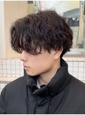 緩めシャドウパーマメンズマッシュウルフカット大阪波巻きパーマ