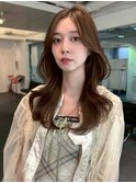 小顔薄めバングシアーカラーレイヤーナチュラルカール前髪美髪
