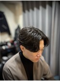 フェザーパーマ センターパート メンズパーマ フェザーショート