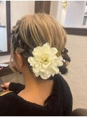 ハイライトバレイヤージュダブルカラー成人式ヘアセット