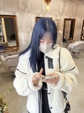 空 ネイビーブルー_韓国ヘアー