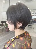大人ラフウェーブ外ハネボブダークブラウンスウィングショート
