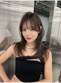 セミロングヘアー　グレージュ　髪質改善 赤坂見附