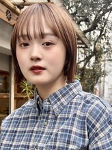 アッシュベージュ/ボブ/レイヤーカット/顔周り/ブリーチなしダブルカラー/韓国/学割U24/ブリーチ/下北沢