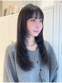 ミディアムハッシュカットダークアッシュ前髪あり20代～50代