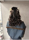 ブリーチなしカラー/ヘアアレンジ/ヘアセット/福岡/10代20代30代