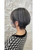 20代30代40代大人可愛い ショートボブ ダークグレー