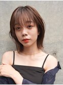 ミディアムレイヤーカットボブウルフ/10代20代/インナーカラー