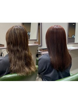 朝のスタイリングも簡単に♪気になるくせ毛やうねりを髪質改善ストレート、縮毛矯正で扱いやすい髪に―。