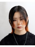 毛先だけブリーチできつねカラー！顔周りには姫カットでレイヤー