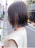 say.グレージュアッシュグレージュカラー切りっぱなしボブ原宿