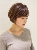 大人美人ショートボブパーマウルフパーマアッシュベージュ