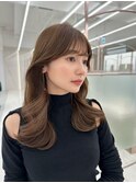 黒髪/グレーベージュ/レイヤーロング