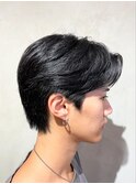 メンズセンターパートニュアンスパーマ毛流れメンズパーマ刈上げ