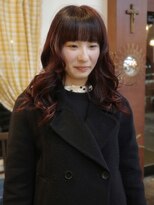 チャプター 問屋町(chapter)&nbsp;ブリーチなしケアカラーワインレッドぱっつん重め前髪