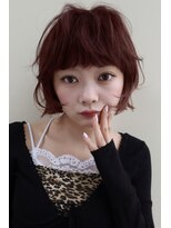 ムク(MUKU)&nbsp;レイヤー　レイヤーボブ　暖色カラー　レッド　ダブルカラー