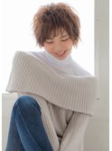 ふわクシュショート　 ワイドバング モーブカラー