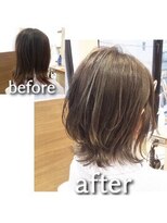 アッシュ 清瀬店(Ash)&nbsp;伸ばしかけの方にオススメ！白髪ぼかし　ミディアムウルフ