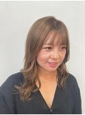 アッシュブラウン★愛されゆるふわミディアム_似合わせバング