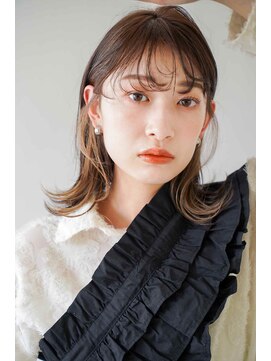 シェル 立川(shell) くびレイヤーエモージュ前髪モテベージュレイヤーミディ【立川】