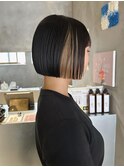 20代30代大人可愛いイヤリングカラーストレートボブ立体感