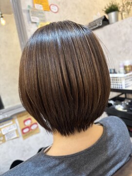 シンミシエル 京都北野白梅町(shinmiciel) ナチュラルボブ前髪ありイメチェン30代40代50代60代ショート