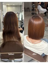 サクラ オモテサンドウ(SAKURA) 美髪矯正でアイロン要らずで朝楽ちんボブに!髪質改善/縮毛矯正