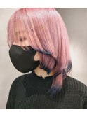 【＆ONE　自由が丘】　ピンク×ネイビー　レイヤースタイル