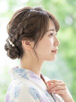 と和 巣鴨 大人上品な浴衣ヘア*編み込み低めシニヨン