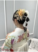 タイトポニーテール　水引き　金箔　卒業式