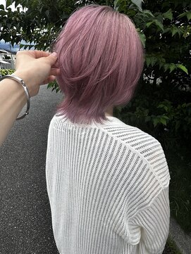 ダスティ穂高店 ピンクカラー_ハイトーンカラー_ウルフカット