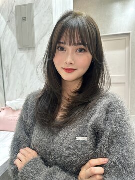 ロンド レア 天神大名店(Lond Le’a) ピンクカラー/ワンレン/レイヤーカット/黒髪/顔周りカット