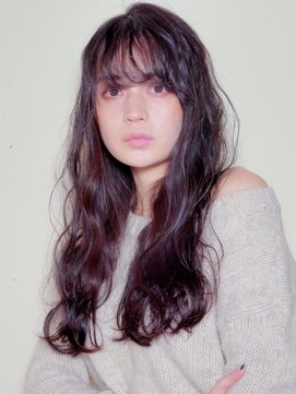 マム(mamu) ゆるウェーブロング/レッドバイオレット