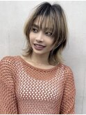 ひし形シルエットのくびレイヤーネオウルフ　ウルフカット