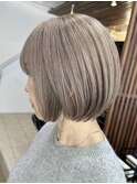 白髪ぼかし脱白髪染め似合わせショートボブ40代50代60代
