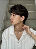 刈り上げなし大人センターパート×毛流れニュアンスパーマ