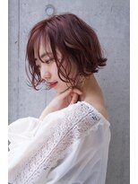 アトリエ フェム(atelier.fem)&nbsp;atelier.fem　ニュアンス可愛いウェーブボブ×ピンクパープル