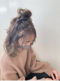 カジュアルアレンジ　お団子ハーフアップ