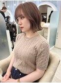 大人ボブ　　ミルクティーブラウン　顔周りレイヤー