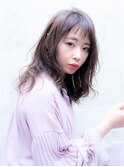 ジグザグバング×ネイビーカラー×毛先パーマ