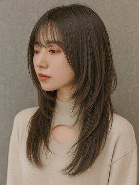 ビューティースペースラルジュヘアー(Beauty Space Large hair) セミロングレイヤー韓国風外巻き前髪あり大人可愛い