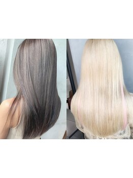 大人気のハイトーン、ブリーチ無しカラーどちらもOK◎色落ちも計算してあなたに似合う透明感カラーをご提案